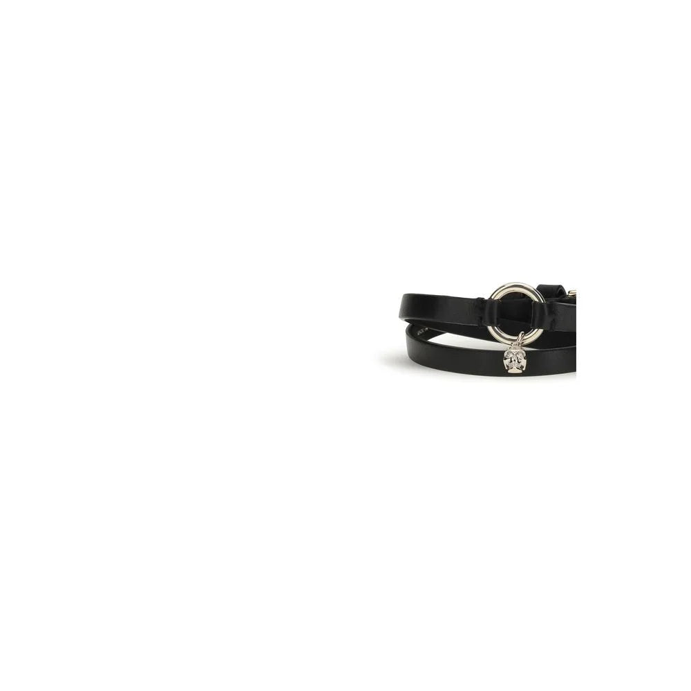 Alexander McQueen Black Calf Leather Bos Taurus Bracelet - One Size