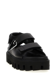 Alexander McQueen Black Calf Leather Bos Taurus Flat Sandals - EU38/US8