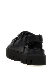 Alexander McQueen Black Calf Leather Bos Taurus Flat Sandals - EU38/US8