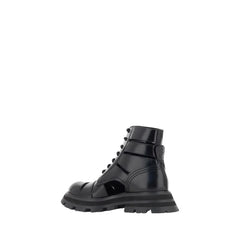 Alexander McQueen Black Calf Leather Bos Taurus Lace-Up Boots - EU37.5/US7.5