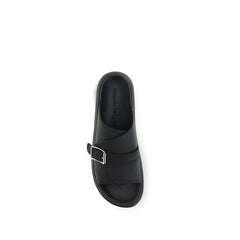 Alexander McQueen Black Calf Leather Bos Taurus Platform Sandals