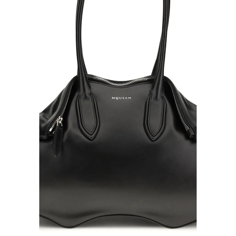 Alexander McQueen Black Calf Leather Bos Taurus Shoulder Bag