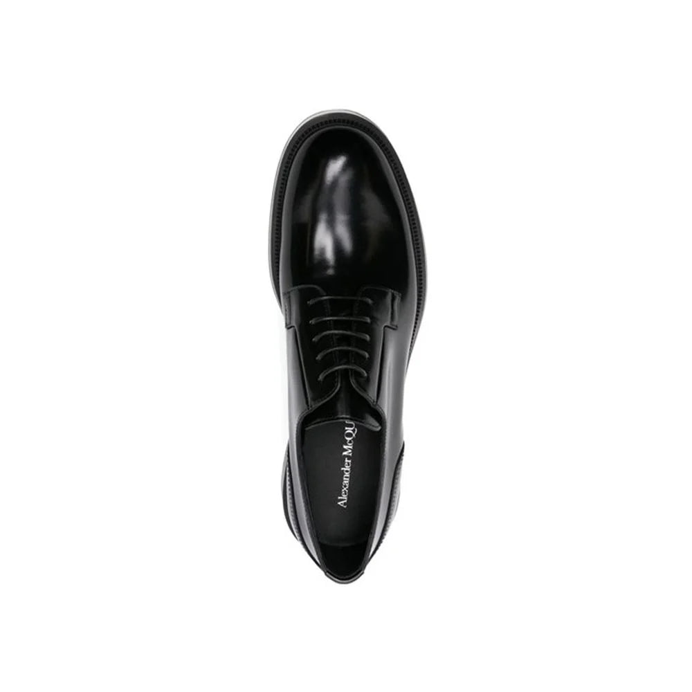 Alexander McQueen Black Calfskin Oxfords And Derbies