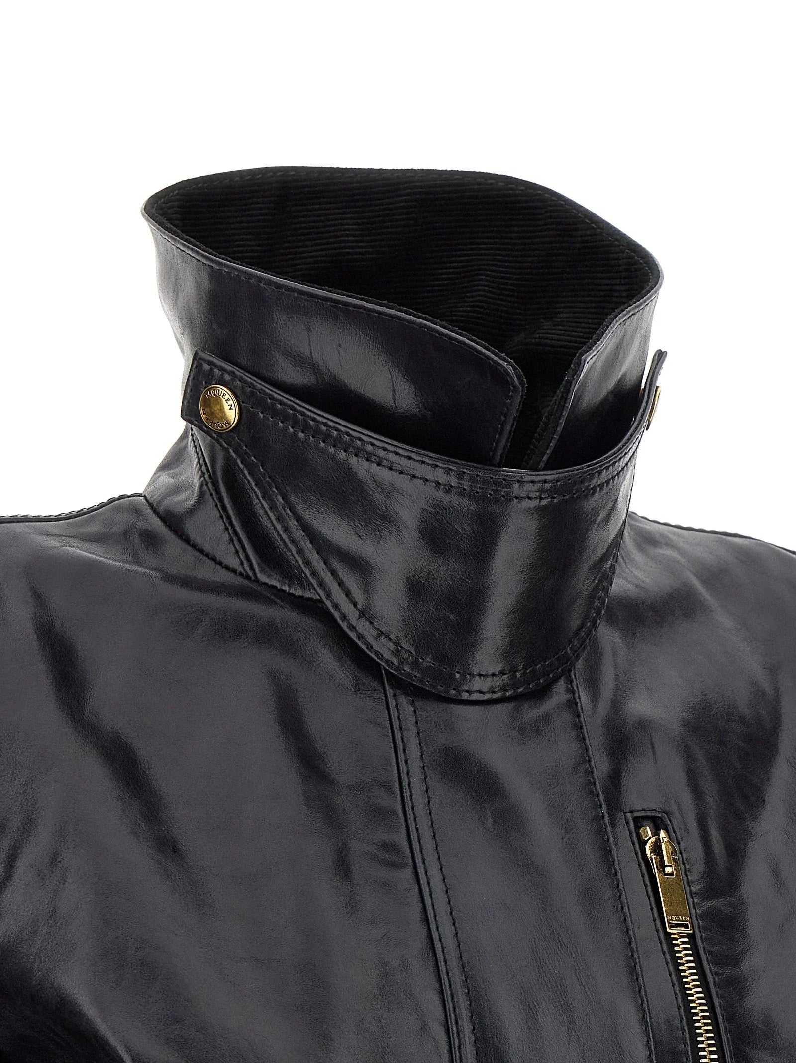 Alexander McQueen Black Cowhide Leather Jacket - IT38