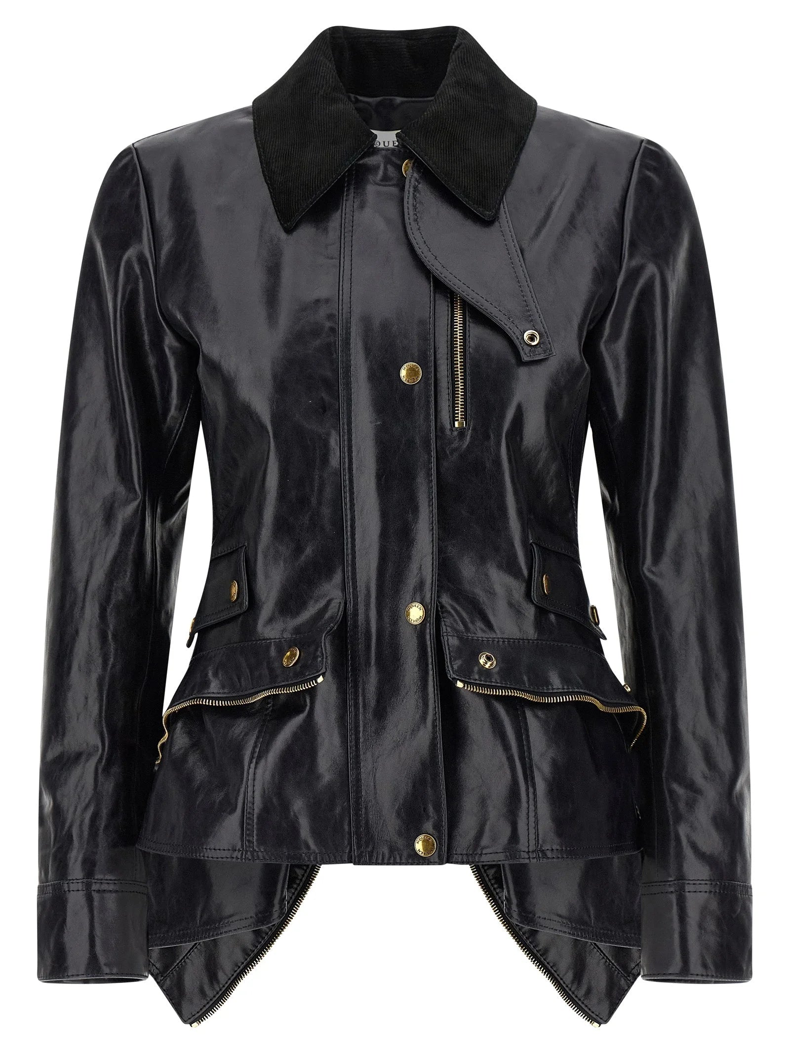 Alexander McQueen Black Cowhide Leather Jacket - IT38