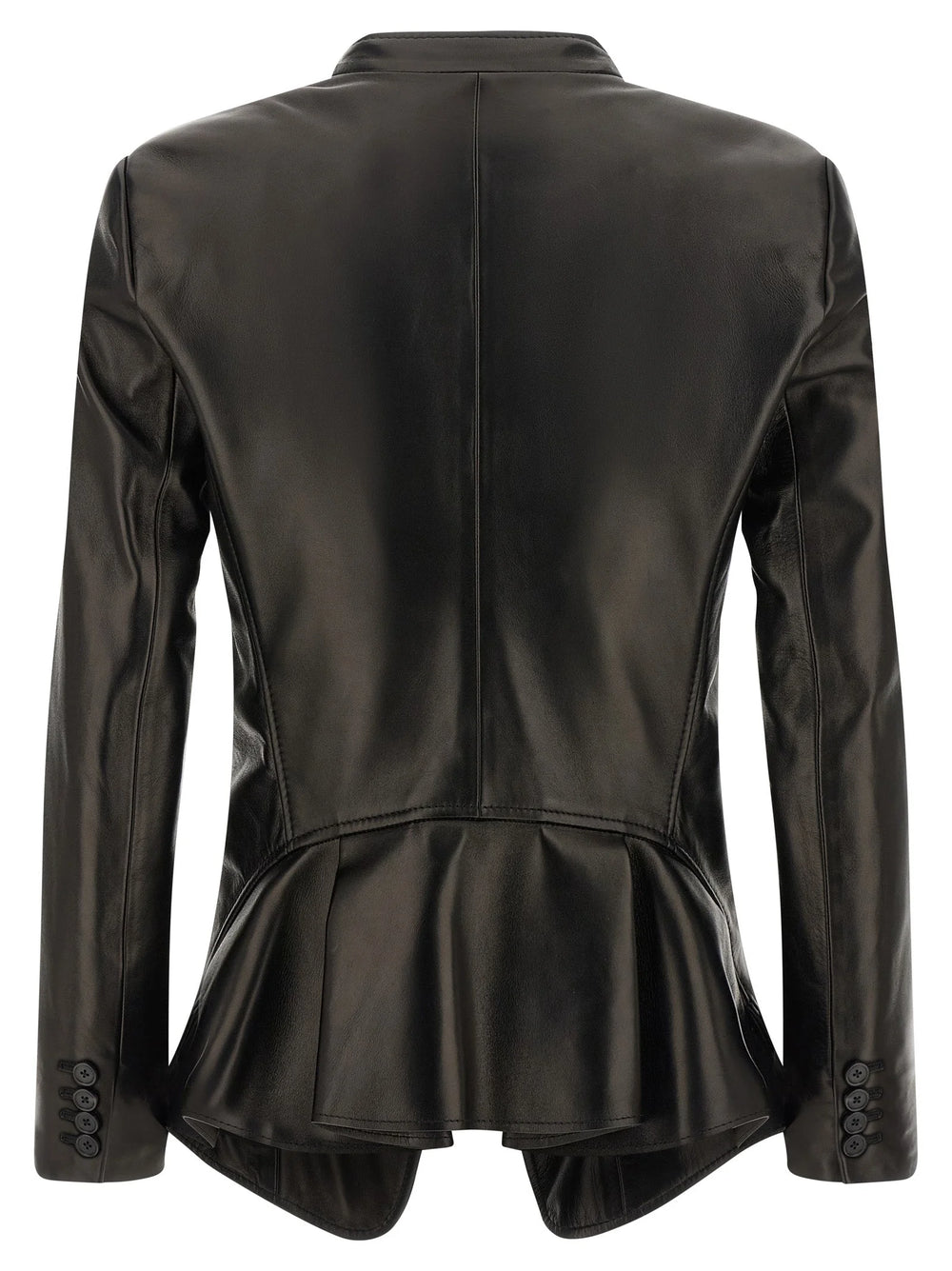 Alexander McQueen Black Lamb Leather Blazer - IT40