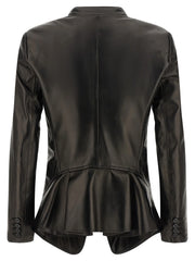 Alexander McQueen Black Lamb Leather Blazer - IT40
