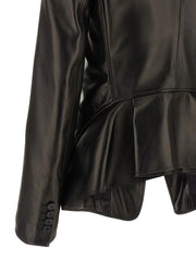 Alexander McQueen Black Lamb Leather Blazer - IT40