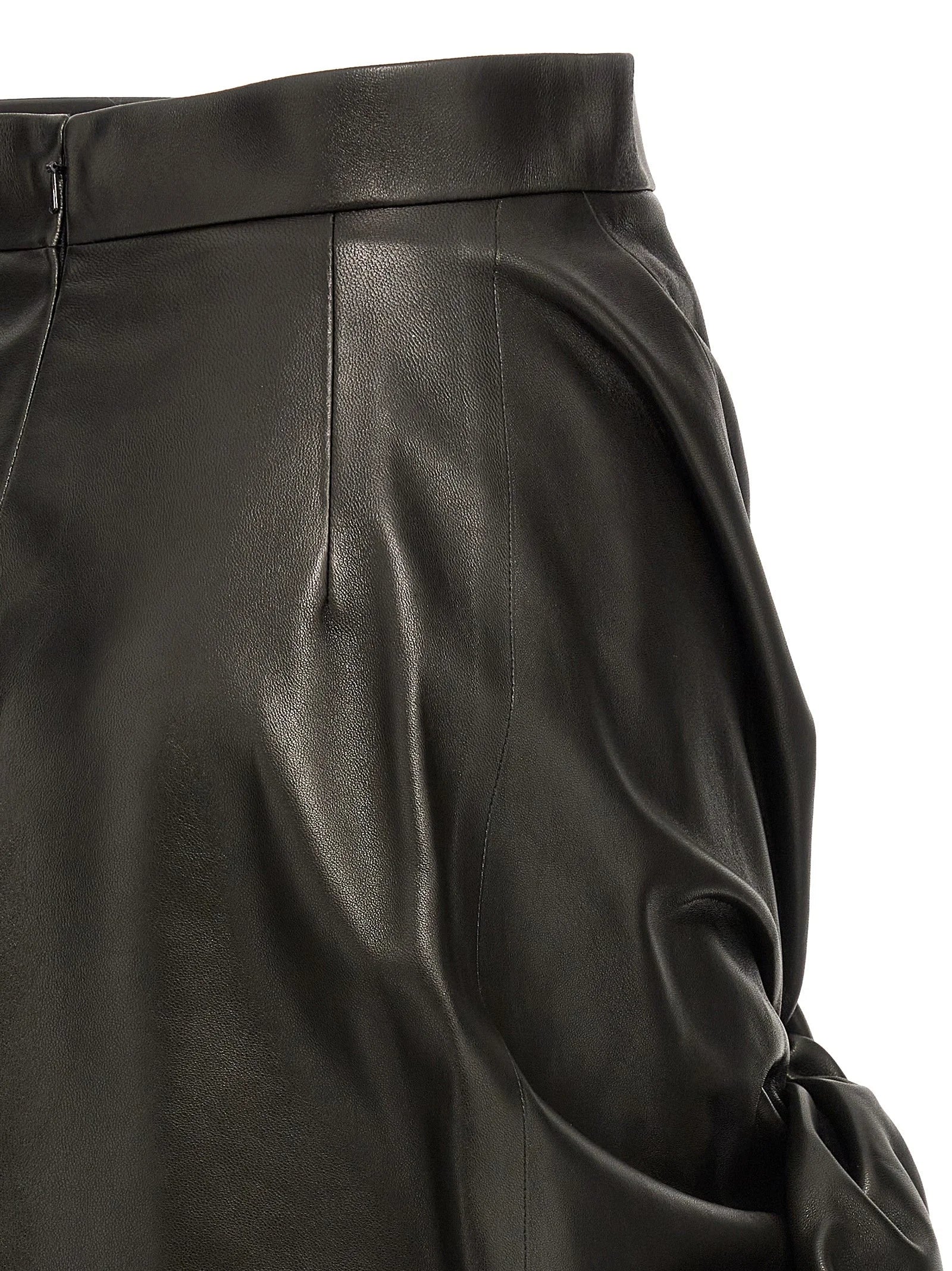 Alexander McQueen Black Lamb Leather Long Skirt