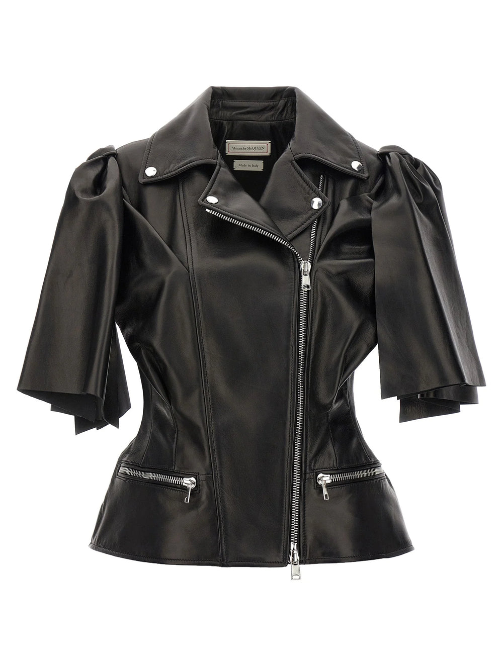 Alexander McQueen Black Lamb Leather Sleeveless Jacket - IT42