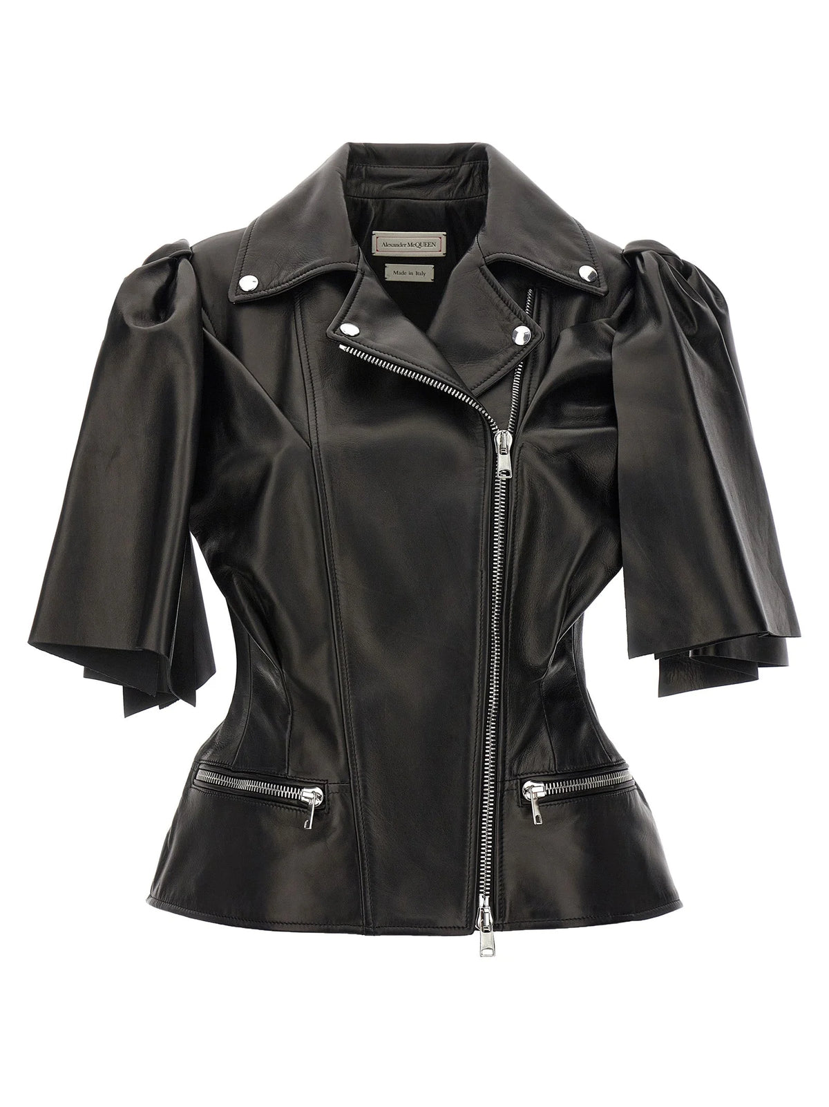 Alexander McQueen Black Lamb Leather Sleeveless Jacket - IT42