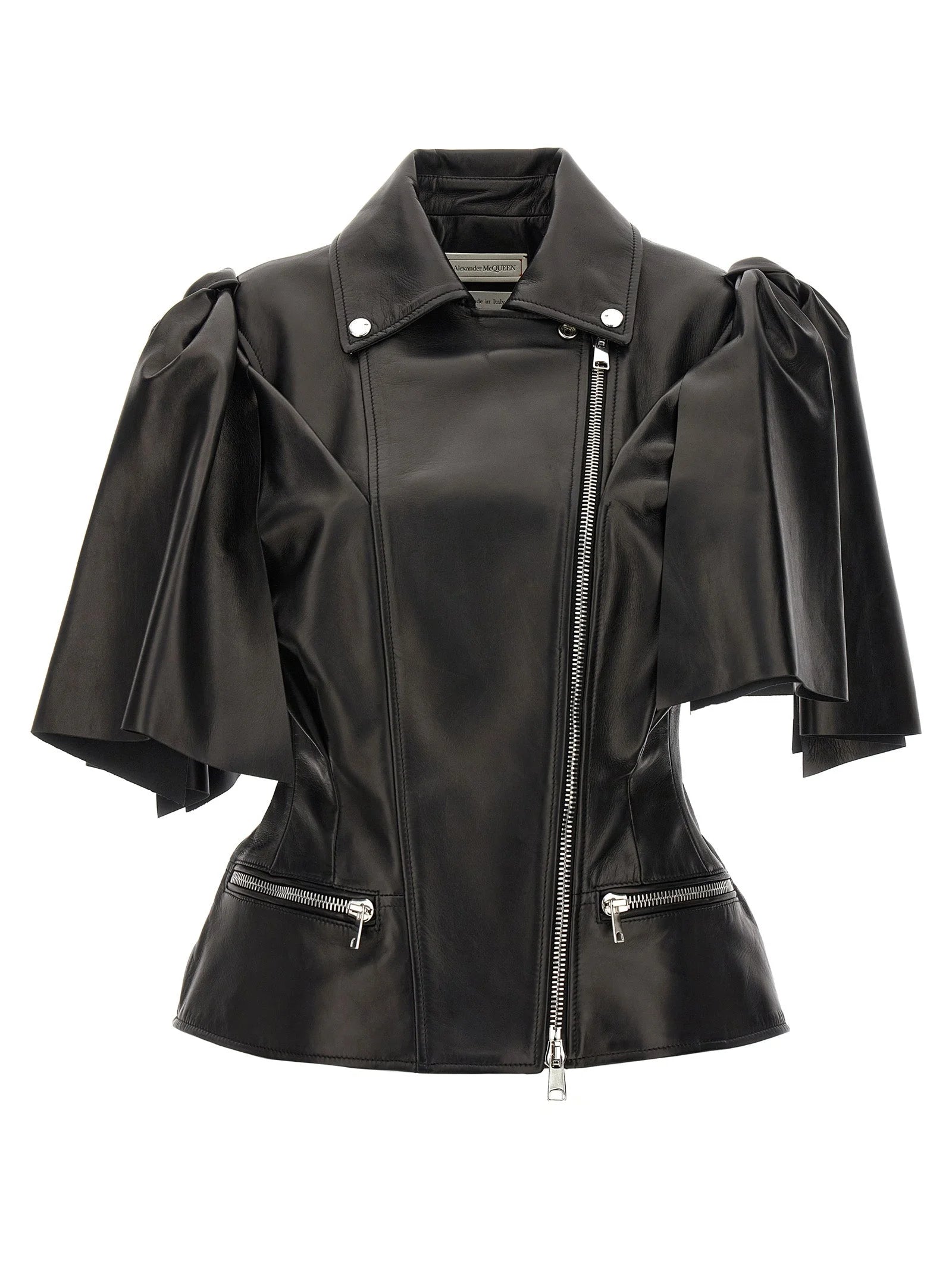 Alexander McQueen Black Lamb Leather Sleeveless Jacket - IT42