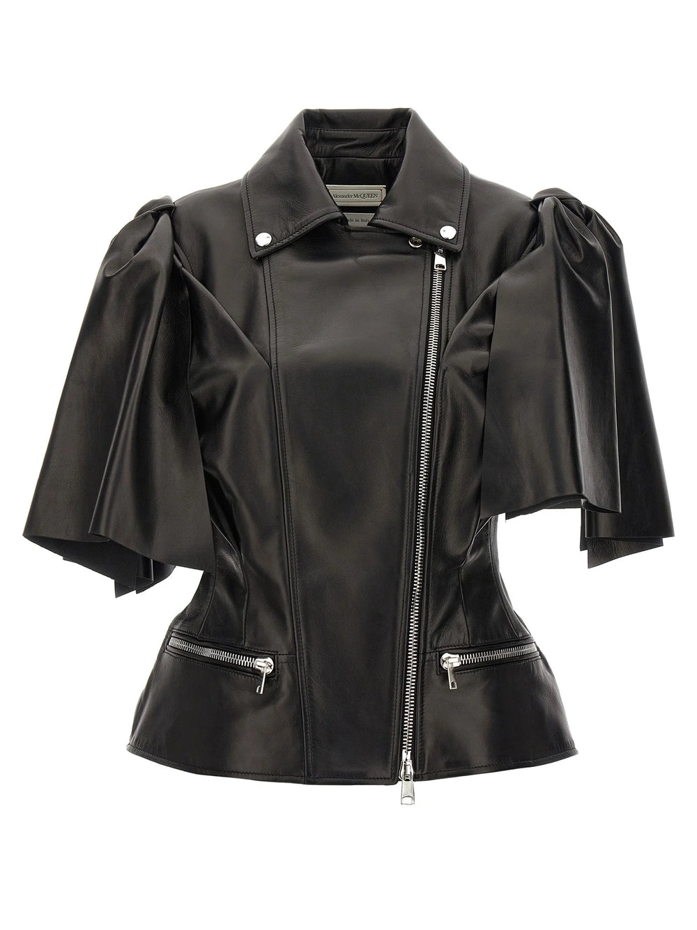 Alexander McQueen Black Lamb Leather Sleeveless Jacket - IT42