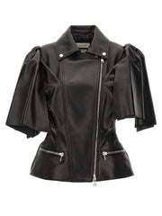 Alexander McQueen Black Lamb Leather Sleeveless Jacket - IT42