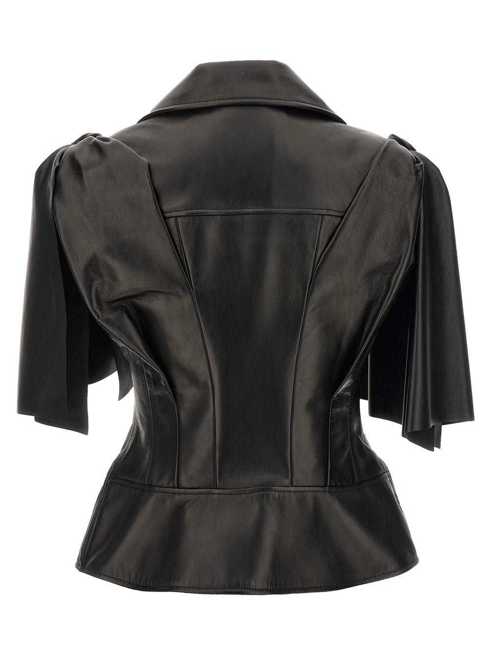 Alexander McQueen Black Lamb Leather Sleeveless Jacket - IT42