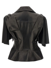 Alexander McQueen Black Lamb Leather Sleeveless Jacket - IT42