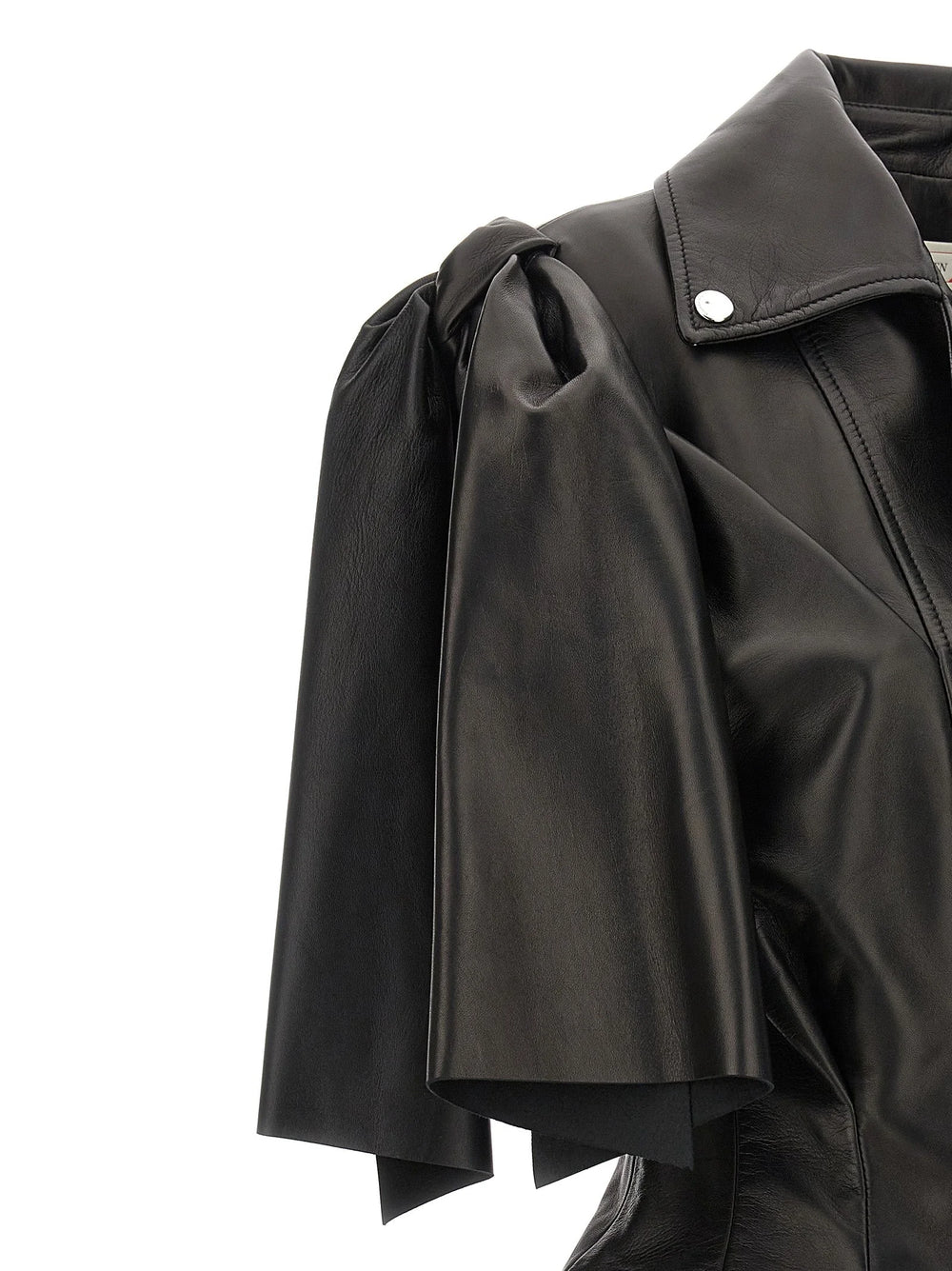 Alexander McQueen Black Lamb Leather Sleeveless Jacket - IT42