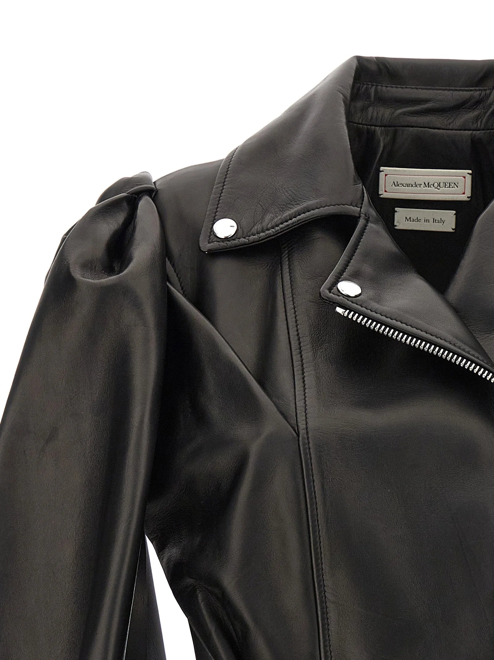 Alexander McQueen Black Lamb Leather Sleeveless Jacket - IT42