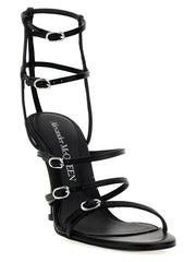 Alexander McQueen Black Lambskin Stiletto Heel Sandals