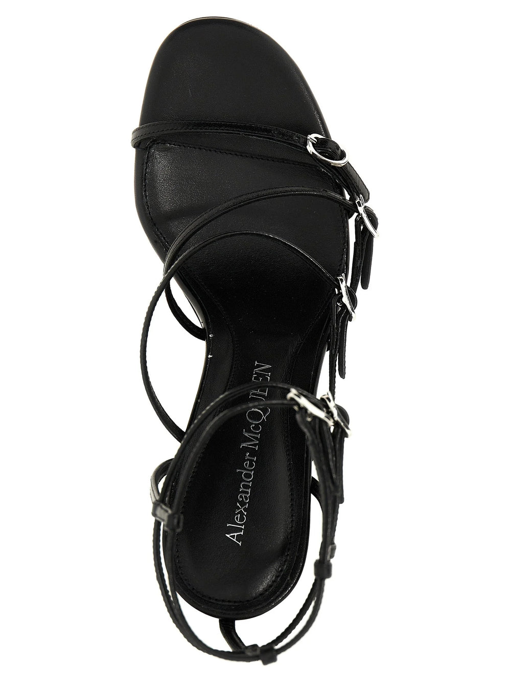 Alexander McQueen Black Lambskin Stiletto Heel Sandals