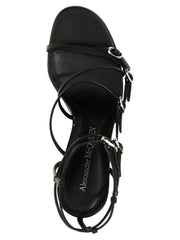 Alexander McQueen Black Lambskin Stiletto Heel Sandals