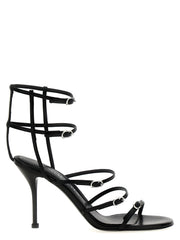 Alexander McQueen Black Lambskin Stiletto Heel Sandals