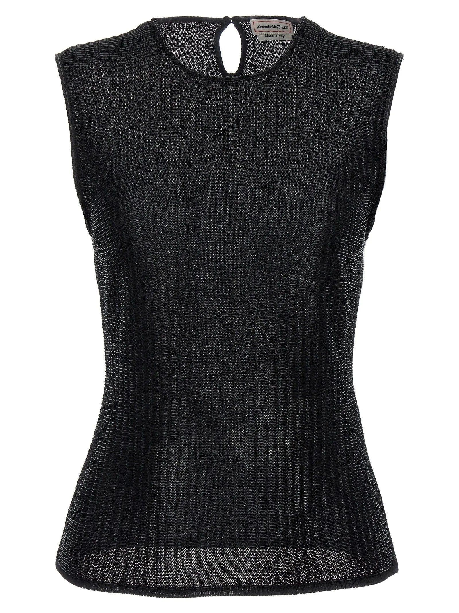 Alexander McQueen Black Viscose Sleeveles T-Shirt - S