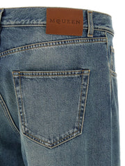 Alexander McQueen Blue Cotton Straight-Leg Jeans