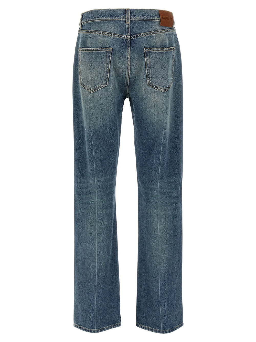 Alexander McQueen Blue Cotton Straight-Leg Jeans