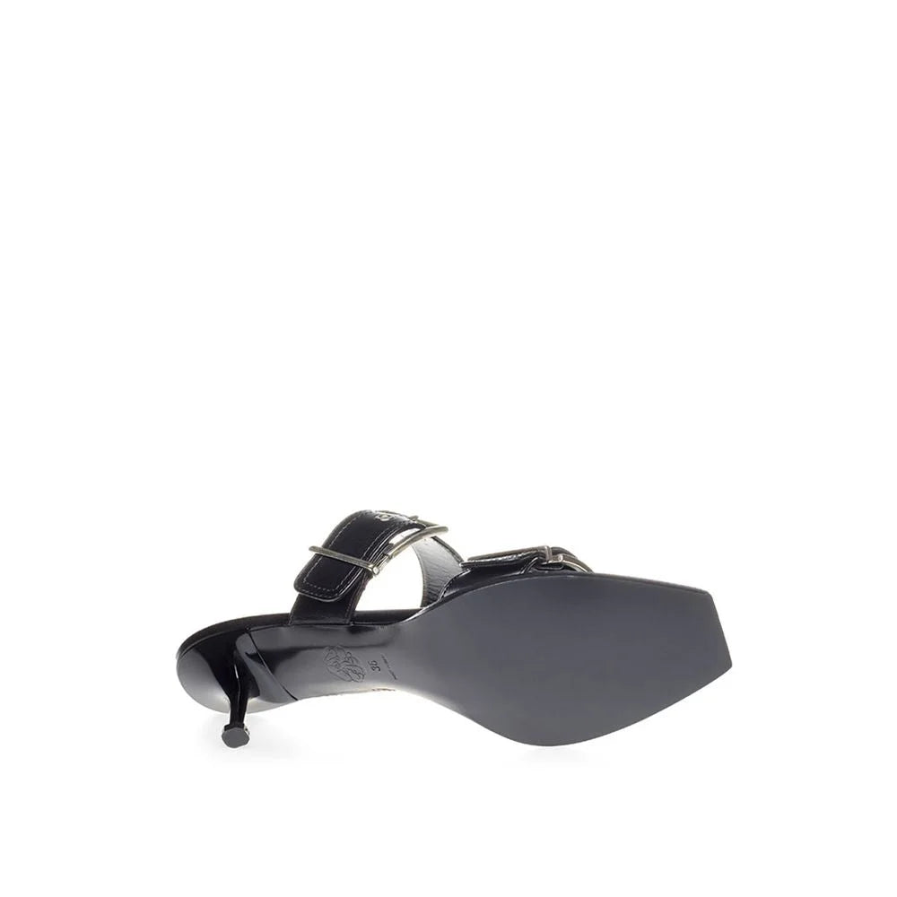 Alexander McQueen Elevate Your Steps in Timeless Black Leather Sandals - Sandals