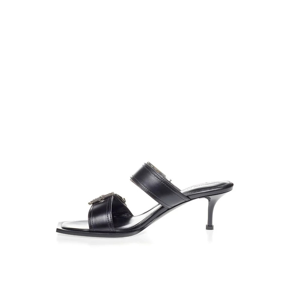 Alexander McQueen Elevate Your Steps in Timeless Black Leather Sandals - Sandals