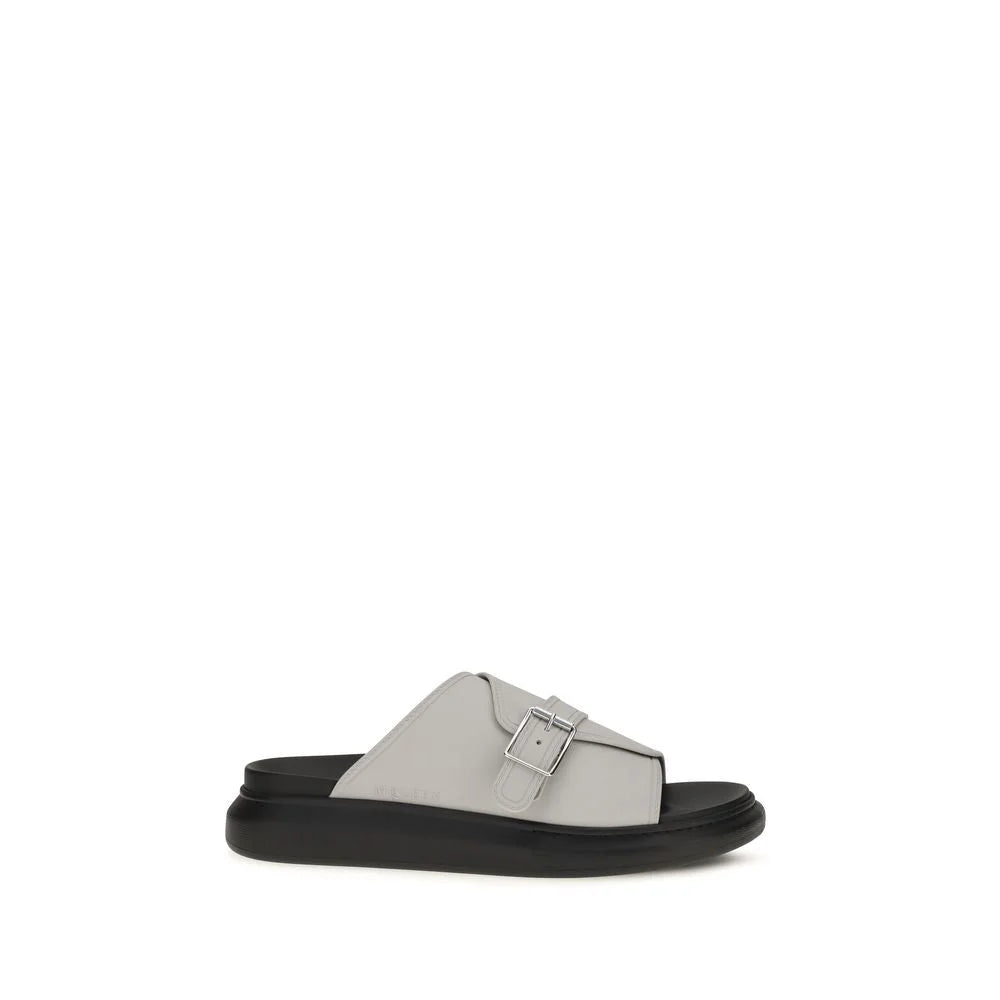 Alexander McQueen Gray Calf Leather Bos Taurus Platform Sandals