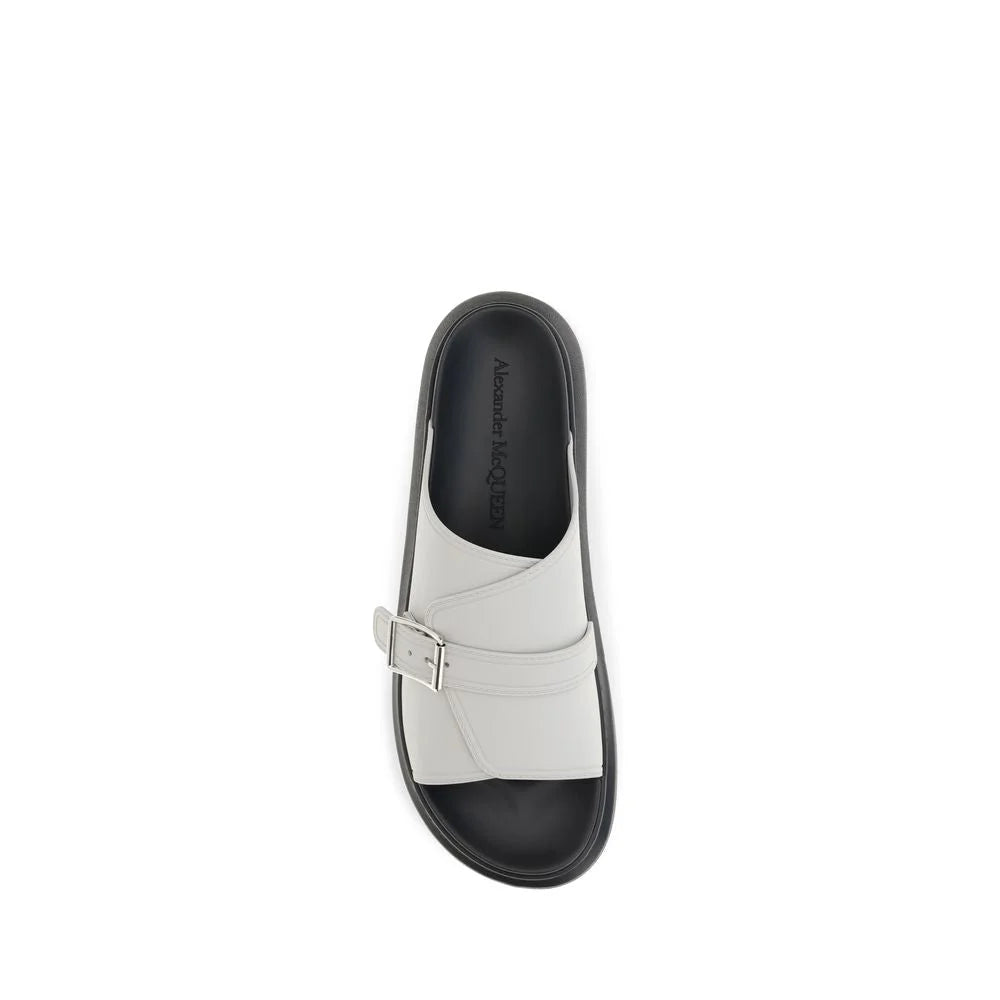 Alexander McQueen Gray Calf Leather Bos Taurus Platform Sandals