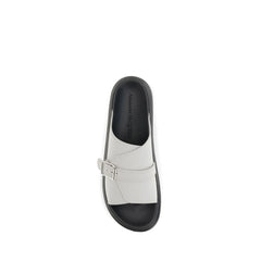 Alexander McQueen Gray Calf Leather Bos Taurus Platform Sandals