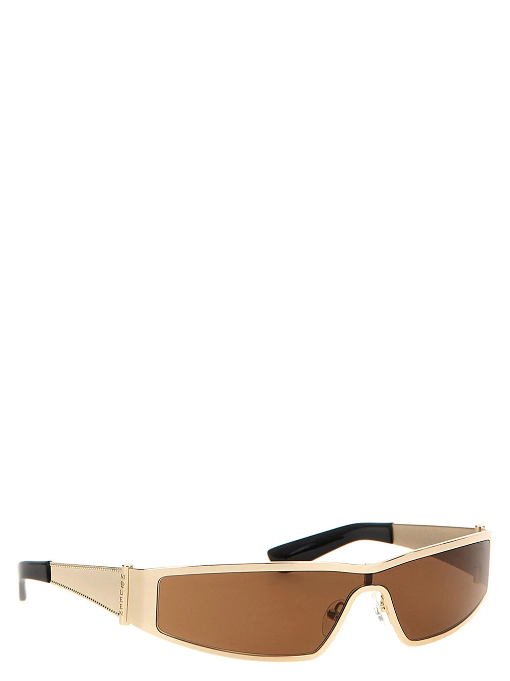 Side profile of Alexander McQueen multicolor acetate sunglasses highlighting the sculpted temples and luxury craft.