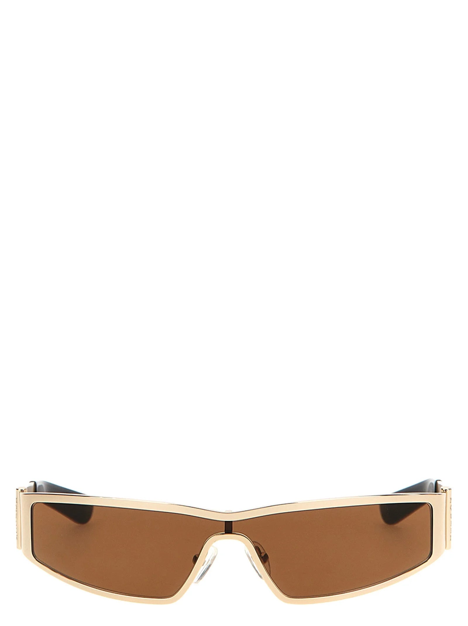 Front view of Alexander McQueen women's sunglasses featuring multicolor acetate frames and dark tinted lenses.
