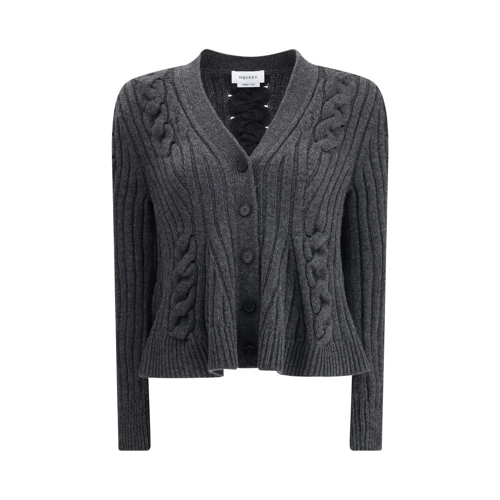 Alexander McQueen Peplum Cable Cardigan - Cardigans