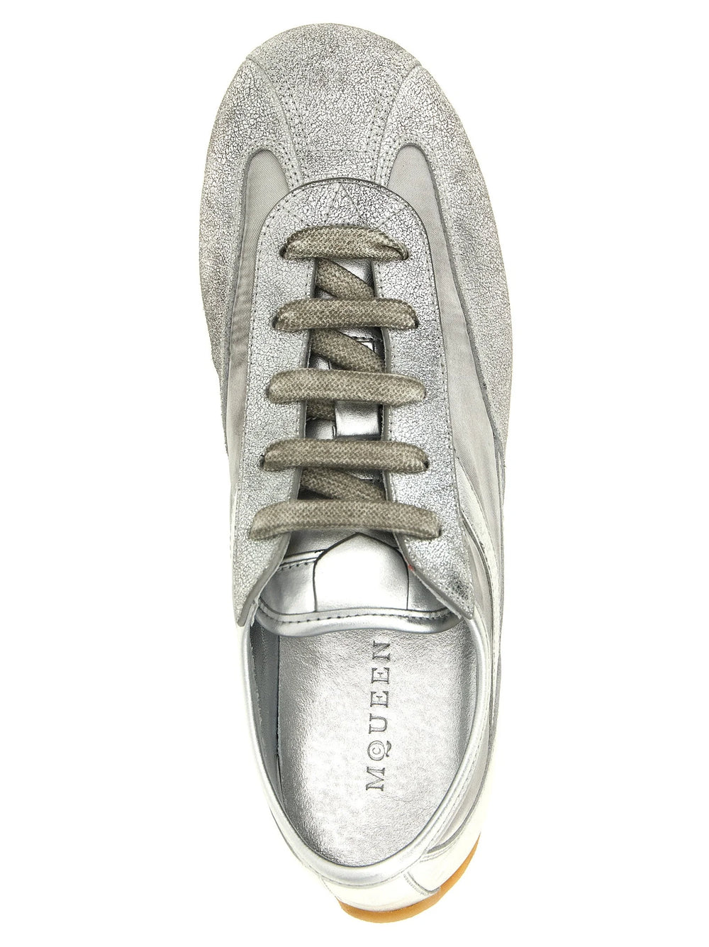 Alexander McQueen Silver Leather Athletic Sneakers