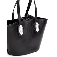 Foto detalhada do interior da bolsa de ombro Alexander Wang e do fecho seguro, demonstrando o luxo funcional da marca.