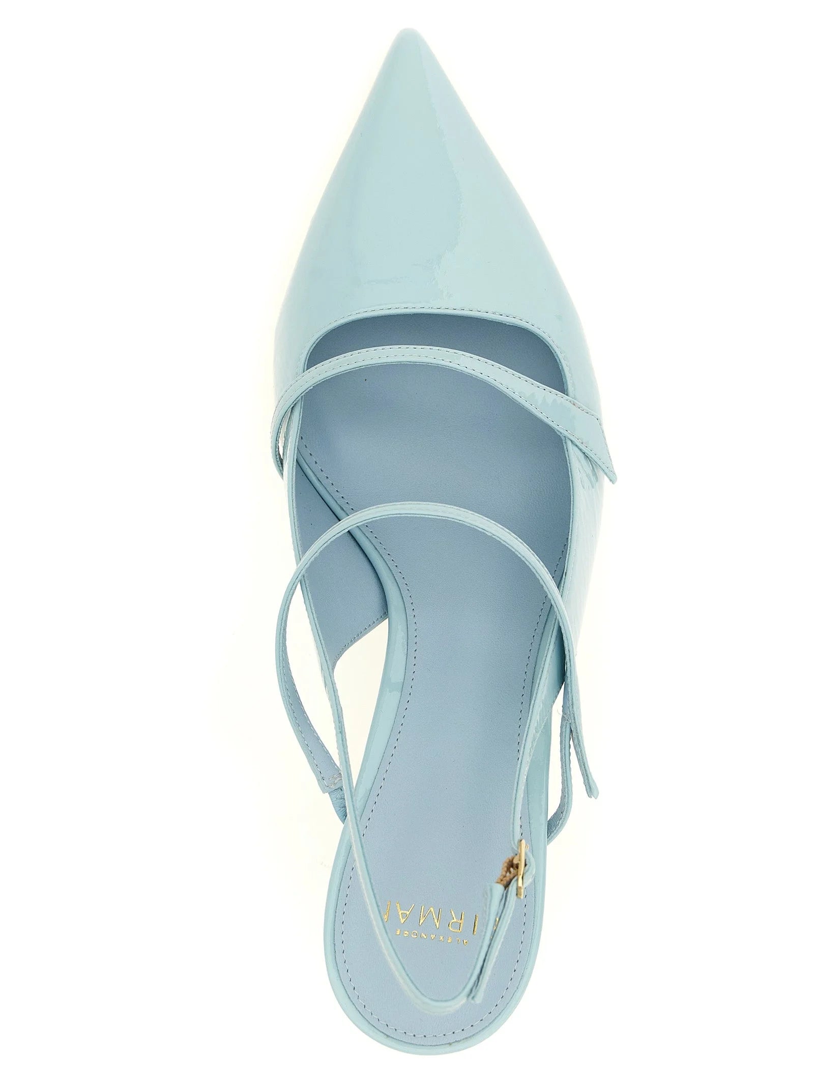 Alexandre Birman Blue Cowhide Mid Heel Pumps