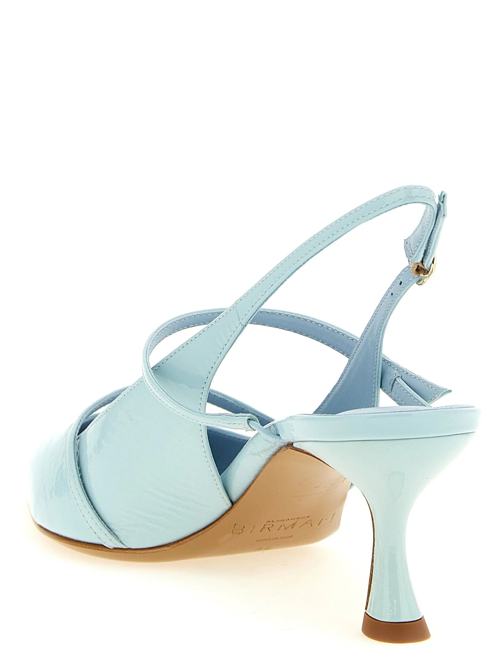 Alexandre Birman Blue Cowhide Mid Heel Pumps