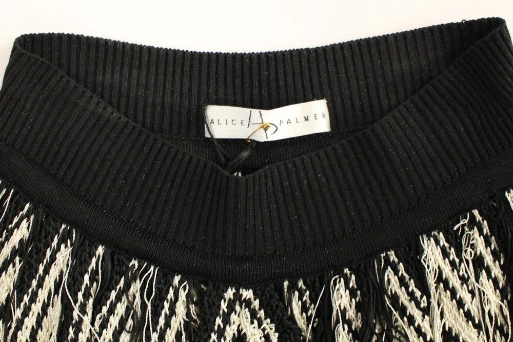 Alice Palmer White Black Knitted Assymetrical Skirt - Skirts