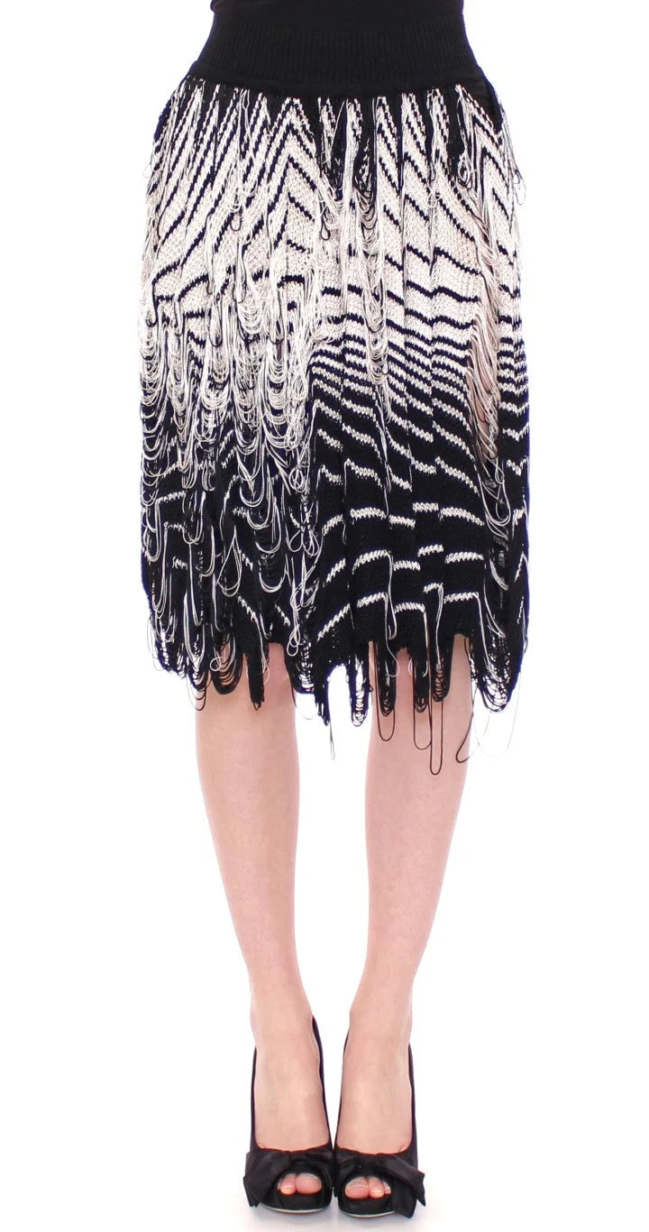 Alice Palmer White Black Knitted Assymetrical Skirt - Skirts