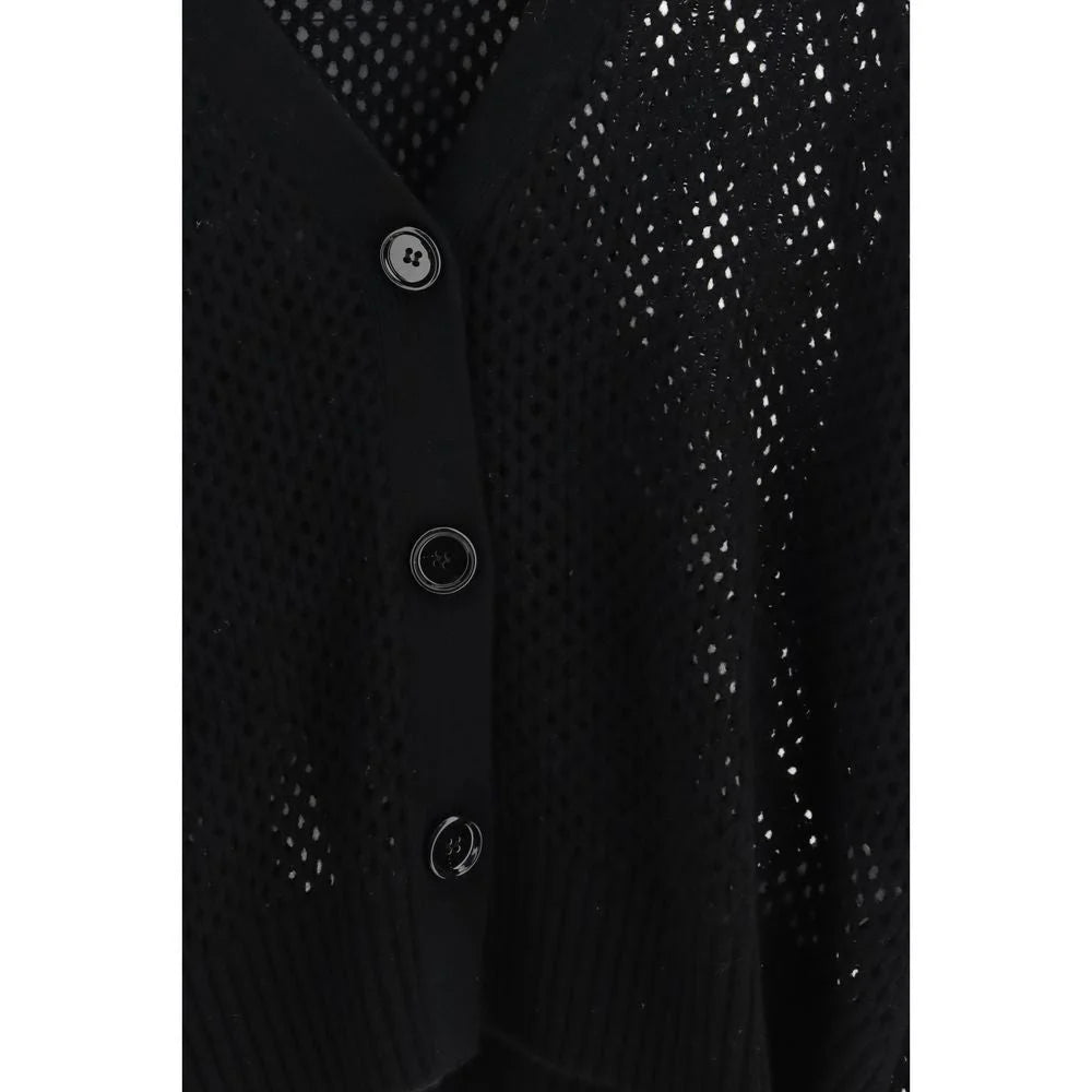 Allude Black Fleece Wool Cardigan - M