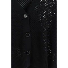 Allude Black Fleece Wool Cardigan - M