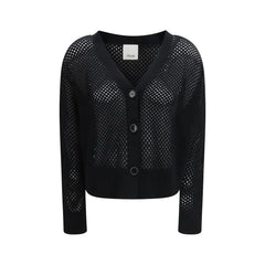 Allude Black Fleece Wool Cardigan - M