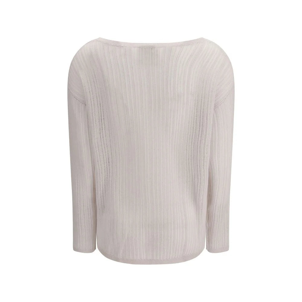 Allude White Cashmere Cashmere Sweater