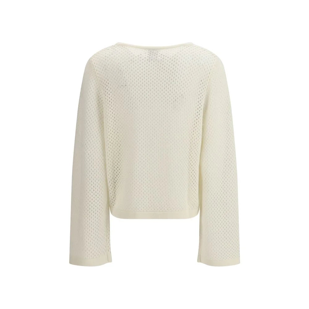 Allude White Fleece Wool Sweatshirt - M