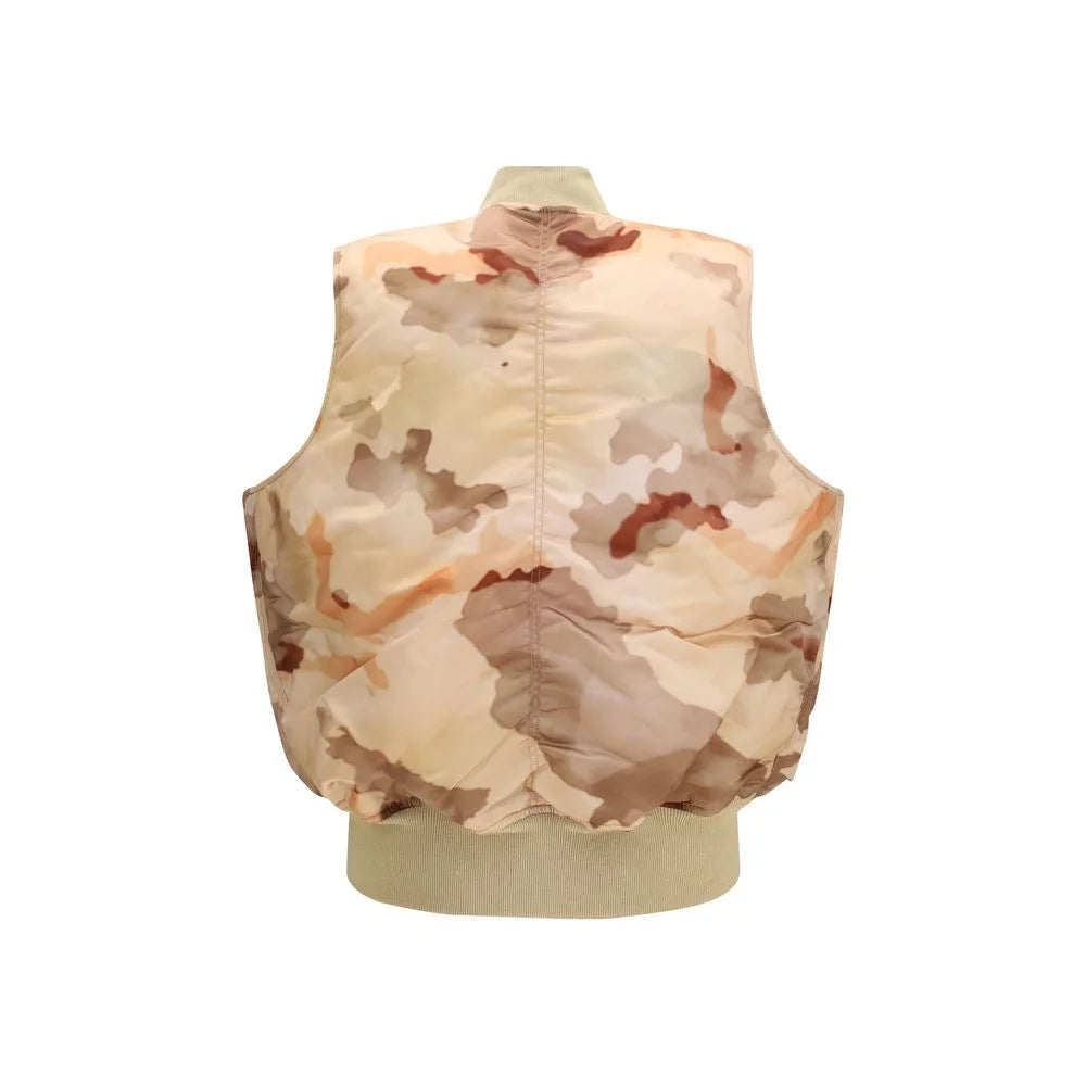 ALPHA INDUSTRIES Beige Nylon Biker Jacket