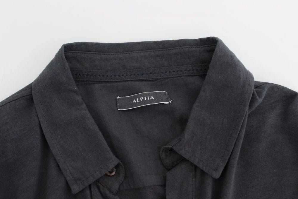 Alpha Massimo Rebecchi Gray Cotton Button Down Casual Shirt - IT58 | XXL - Shirts
